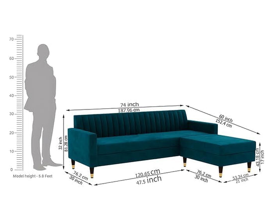Velvet L-Shaped Sofa