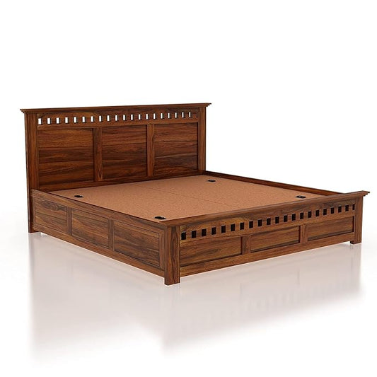 Wooden King Size Bed with Storage | Double Bed Cot Bed with Box Storage for Bedroom