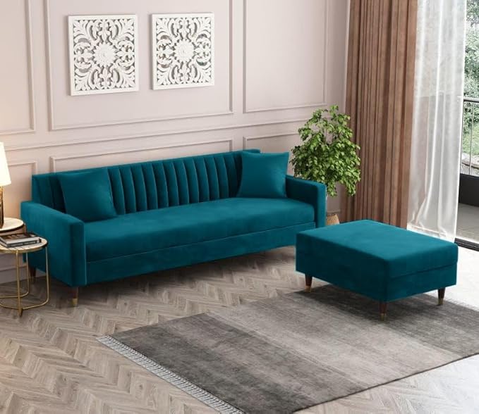 Velvet L-Shaped Sofa