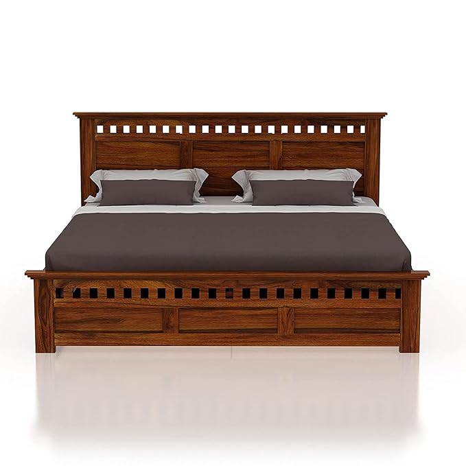 Wooden King Size Bed with Storage | Double Bed Cot Bed with Box Storage for Bedroom