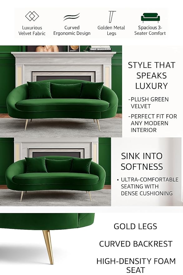 Curved Velvet Sofa