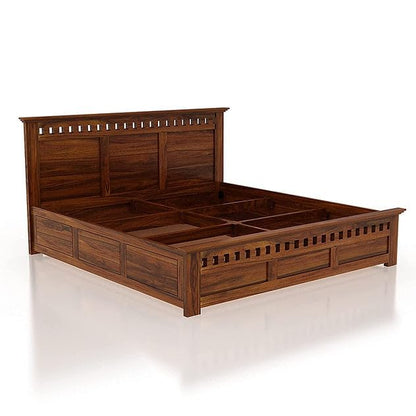 Wooden King Size Bed with Storage | Double Bed Cot Bed with Box Storage for Bedroom